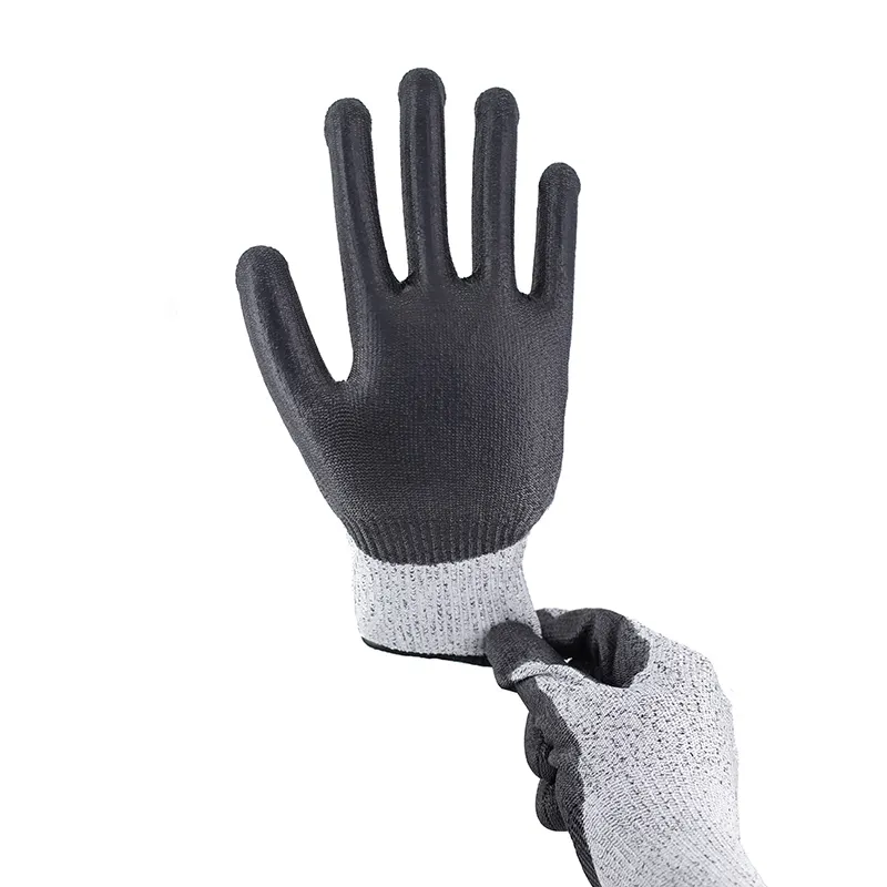 Schnitt 5 Widerstand 13G HPPE Liner schwarz PU taucht sicherheit Arbeit Schnitt resistente Handschuhe Schnittfest