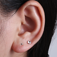 Labret à bille sans filetage en titane ASTM F136 G23 16G, dos plat, pour cartilage d'oreille et lèvre, plaqué or, bijoux de piercing corporel