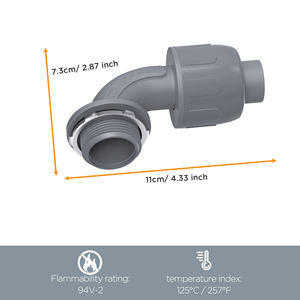 1/2 אינץ 'ניילון לא מתכתי אטום נוזל אטום מחברים חשמל pvc גמישים מפלט <span class=keywords><strong>90</strong></span> מעלות אפור - Product Image 4