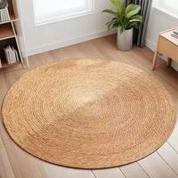 Tapis rond en jonc de chenille naturel tressé à la main, tapis de sol tissé écologique, tapis de style bohème pour salon, chambre à coucher, décoration intérieure