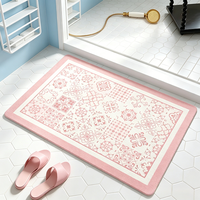 Tapis de bain en diatomite à séchage rapide, absorbant, antidérapant, tapis de sol de salle de bain à rayures géométriques, tapis de douche