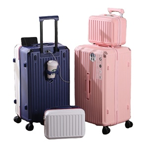 RTS Bulk Mixed Order 2-Piece Set 14-20 Inch Luggage USB Cup Holder Airline Approved Large Capacity <b>Suitcase</b> Classic Design - Product Image 1