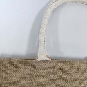 Sac fourre-tout en jute de haute qualité, écologique, avec logo imprimé, blanc naturel, poche épaisse, grand sac en toile de jute pour le week-end, vente en gros en ligne - Product Image 6