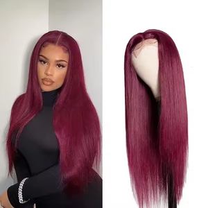 Commercio all'ingrosso 130% 150% 180% 250% densità <span class=keywords><strong>parrucche</strong></span> rosso bordeaux 1b 99J capelli umani <span class=keywords><strong>parrucche</strong></span> lisci capelli vergini capelli brasiliani parrucca anteriore - Product Image 3