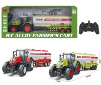 Tracteur agricole télécommandé en alliage avec remorque, véhicule de transport électrique, jouet avec chargeur inclus, fonctions de retour automatique et de suivi