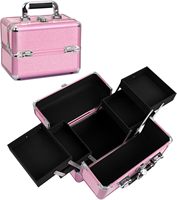 Trousse de Maquillage de Voyage avec Support pour Pinceaux, Miroir LED Magnétique, Valise Cosmétique avec Serrure à Clé