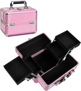 Estuche de <span class=keywords><strong>Maquillaje</strong></span> con Soporte para Brochas, Espejo LED Magnético, Estuche de Cosméticos de Viaje, Maleta de <span class=keywords><strong>Maquillaje</strong></span> con Cerradura con Llave - Product Image 1