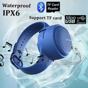 أعلى جودة شكل دائري معصمه المحمولة TWS IPX6 TF الرياضة في الهواء الطلق السباحة تشغيل مكبرات الصوت يمكن ارتداؤها