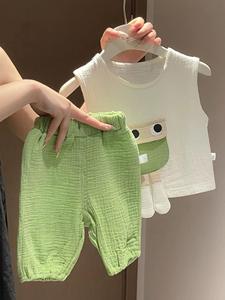 2025 여름 아기 소년과 소녀 유아 의류 세트 저렴한 가격 도매 사용 대나무 직물 의류 - Product Image 4