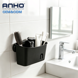Panier de <span class=keywords><strong>rangement</strong></span> sous évier à ventouse, noir ou blanc, en ABS et caoutchouc, sans perçage, pour salle de bain ou cuisine - Product Image 5