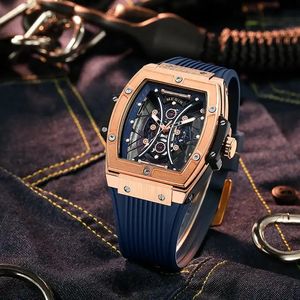 Megir นาฬิกาควอทซ์สำหรับผู้ชายทรงสี่เหลี่ยมสายซิลิโคนสีส้มแนวสปอร์ตของผู้ชายกันน้ำเรืองแสง8109 - Product Image 5