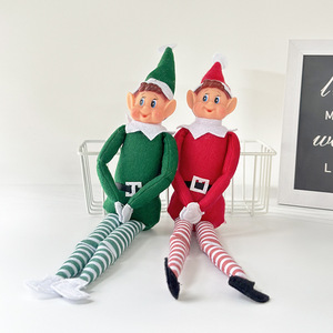 JQ Poupée Elfe de Noël aux longues jambes arc-en-ciel, figurine en position assise, Elfe sur l'étagère, décoration de maison colorée pour les fêtes - Product Image 3
