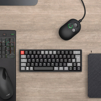 Keyboard Mekanik Nirkabel Tri-Mode Kompak 60% 64 Tombol Hitam Abu-abu Merah Keycaps Hot Swappable Keyboard Esports Gamer