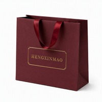 Sac shopping en papier de luxe avec votre propre logo, ruban et nœud pour emballage cadeau, impression personnalisée