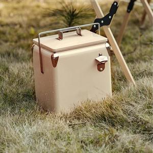 13L Modern PP Outdoor Portable Insulated Cooler <b>Box</b> for Wine & Cans Car Camping Iron Bucket with Ice Block - Product Image 1