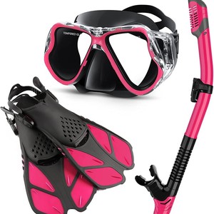 Kit de Snorkel, Máscara de Buceo, Aletas, Color Cian y Negro, Talla Adulto S M L XL, Resistente al Agua, Deportes Acuáticos - Product Image 2