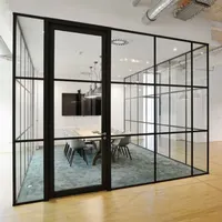 Tabiques de pared de vidrio de oficina, decoración barata y usada, con marco de aluminio