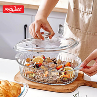 Plat de service ovale en verre transparent Pyglass pour la cuisine et les fêtes, avec couvercle, idéal pour la cuisson et le maintien au chaud des aliments