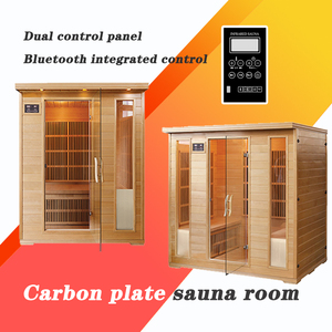Cabina de Sauna de Vapor de Madera con Panel de Control Único y Puerta de Vidrio Completa, con Placa de Carbono para Infrarrojos - Product Image 2