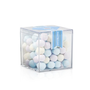 Square Design Clear 130ml 4.3oz Small Plastic Acrylic Candy Dessert Boxes with Lid