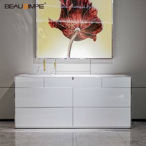 Armoire de rangement de luxe Via <span class=keywords><strong>Gesu</strong></span> Medusa, finition nickel miroir et peinture brillante, parfaite pour les salons haut de gamme et les villas de luxe - Product Image 2