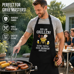 Tablier de barbecue allemand en gros, imprimé humoristique, noir, avec sangle de cou réglable, pour grillades, bière, Oktoberfest, cadeau fantaisie, personnalisable OEM - Product Image 2