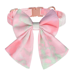 Collar desmontable para mascotas con pajarita, collar para perro de algodón puro antipérdida con correa para perro antitirones - Product Image 5