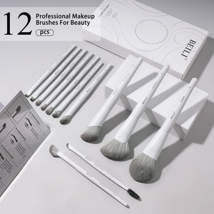 Ensemble de pinceaux de maquillage de luxe, 12 pièces, manche en bois, logo personnalisé, poils de haute qualité, pinceaux pour fond de teint, fard à joues, estompeurs pour les yeux - Product Image 3