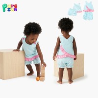Ensemble de vêtements pour enfants Puresun, dernier design, volants, tissu seersucker, vêtements pour enfants personnalisés, coton, ensembles de vêtements d'été pour filles