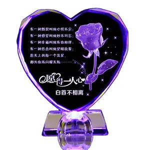 2023 a forma di cuore 3d Laser Photo Love Wedding Anniversary Souvenir bomboniere in cristallo