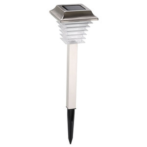 LÁMPARA SOLAR DE ACERO INOXIDABLE CON LED BLANCO 11X11 H. 32CM - Product Image 1