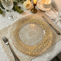 Assiettes rondes en plastique de 13 pouces avec bordure dorée, réutilisables, décoration de table pour les événements de mariage