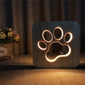 Warm White Nordic Design Gift Decorative Carton Pet <strong>Cat</strong> Dog Fish LED <strong>Night</strong> <strong>Light</strong> for Kids Wood <strong>Light</strong> <strong>Night</strong> <strong>Light</strong> - Product Image 1