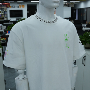 Camiseta Extra Grande de Punto Grueso Personalizada de 305 g/m² con Bordado 3D, 100% Algodón, Transpirable y Antiencogimiento para Hombre - Product Image 2