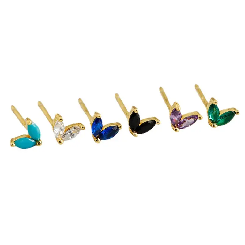 2024 New Discount 90% S925 Sterling Silver 18K Gold Fashion Jewelry Multicolored Zircon Butterfly Studs Earrings for Women