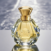 Flacon de parfum en verre polygonal unique et luxueux, flacon cosmétique de forme spéciale avec couvercle, flacon de parfum rechargeable