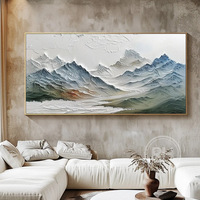 Peinture à l'huile sur toile peinte à la main, montagnes vertes brumeuses, décoration murale pour salon, fond de canapé, art mural