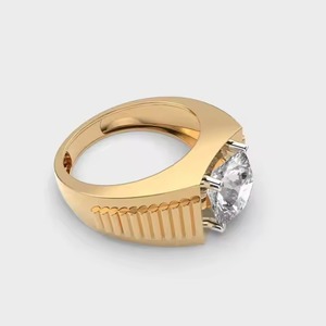 Bague de fiançailles en or 14 carats torsadé 3ct pour hommes cultivés en laboratoire avec diamants en grappe fine Bijoux fins pour la Saint-Valentin - Product Image 2
