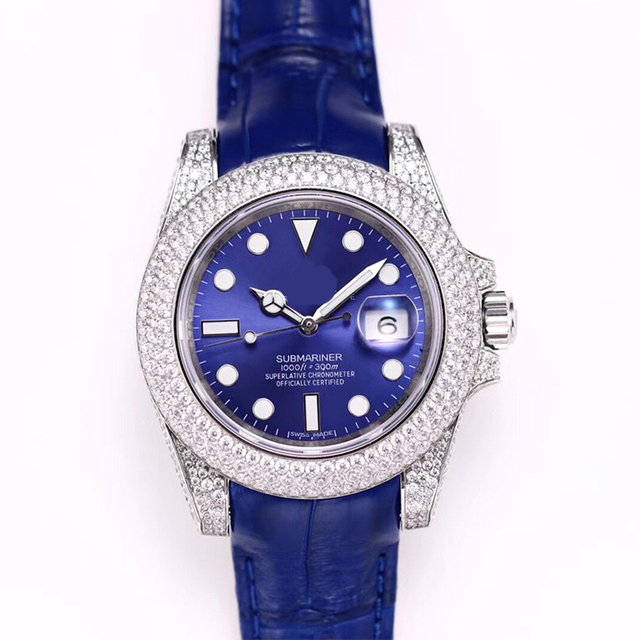 OEM Luxury Rose Gold Leather Watches Hip Hop Bling Watches Diamond Watch