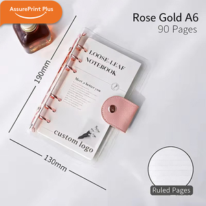 Carnet de notes A5 A6 B5 personnalisé rechargeable en PVC transparent avec reliure à anneaux, papier sans bois, planificateur pour affaires avec fermeture à bouton-pression en cuir - Product Image 6