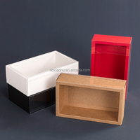 Boîte d'emballage en papier kraft avec fenêtre transparente en pvc noir boîte cadeau d'affichage de tiroir délicat boîte à fleurs pour gâteau de mariage