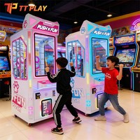 Nouvelle conception de machine à griffes d'arcade en plastique rose et noir, style chat, avec accepteur de billets, à monnayeur, pour cadeaux, avec LED