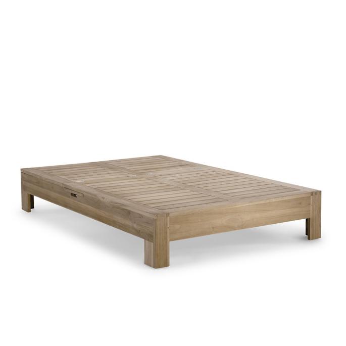 Outdoor swimming poo bed furniture weathered teak double chaise