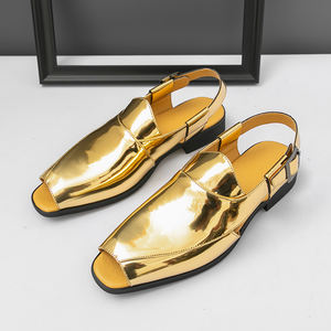 Sandalias de Hombre Talla Grande, Nuevas Sandalias de Verano Transpirables de Cuero, Sandalias Brillantes de Moda Británica, Zapatos de Playa - Product Image 2
