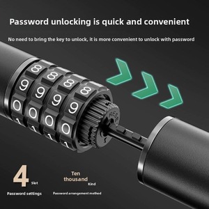 TOSUOD Cadenas <span class=keywords><strong>antivol</strong></span> 4 chiffres en alliage de zinc <span class=keywords><strong>pour</strong></span> vélo, câble en acier de 150 cm, <span class=keywords><strong>pour</strong></span> casque de moto et vélo, portable et durable - Product Image 3