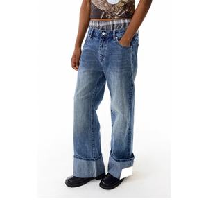 Pantalones Vaqueros de Mezclilla Desgastados Vintage Personalizados para Mujer, Alta Calidad, 100% Algodón, Corte Holgado y Recto - Product Image 3