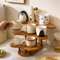 Étagère de rangement moderne à trois niveaux en bambou, écologique et durable, idéale pour l'exposition de tasses, jouets, produits d'aromathérapie et boissons