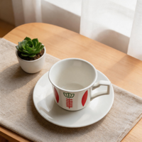 Tasses à expresso en porcelaine 180 ml en gros, design moderne, option ODM, pour fêtes et occasions, cadeaux pour la Journée nationale saoudienne, compatibles lave-vaisselle