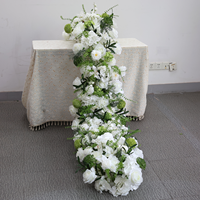 Guirlande de fleurs artificielles en soie, longues roses blanches, centre de table vert pour mariage, banquet, décoration intérieure, événement, personnalisable