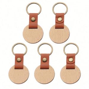 Wooden for Engraving Painting Keychains With Leather Strap Blank <b>Keychain</b> Diy Wood Key Luggage Tag Gift - Product Image 4